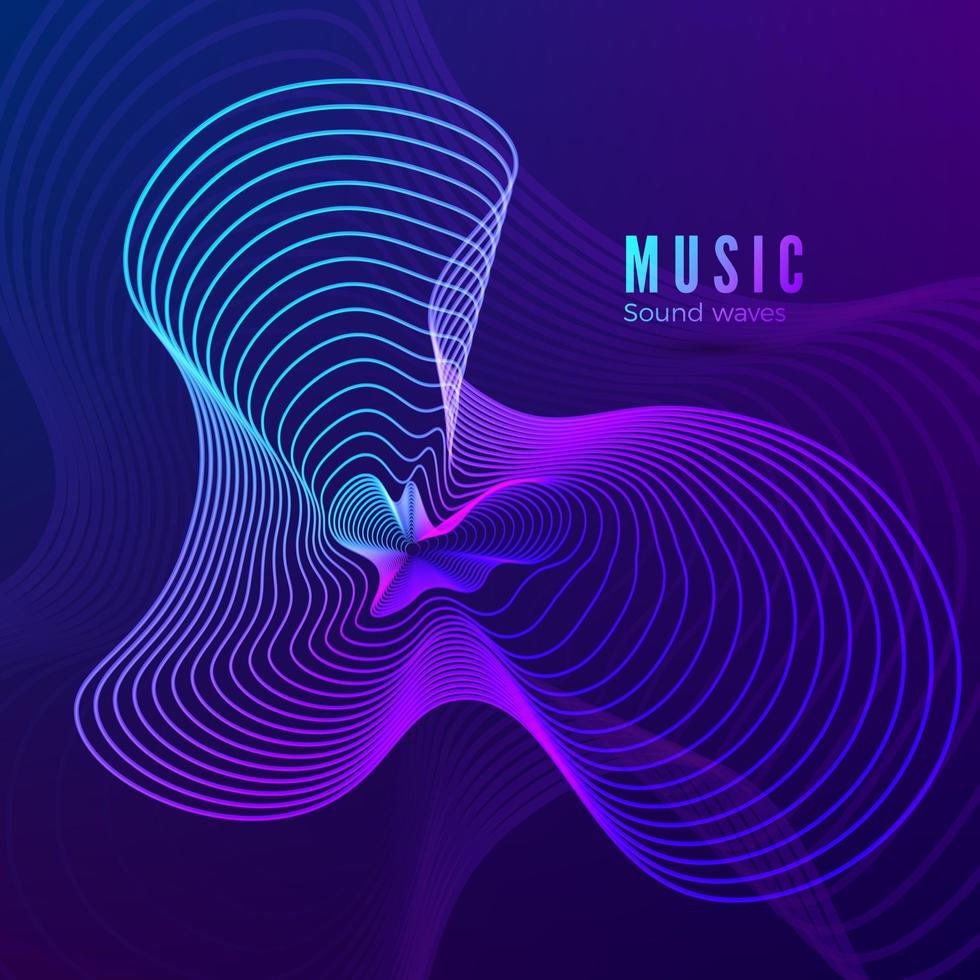 Musik- Klang Welle Vorlage. Blau und lila Farben Illustration zum Ihre Album Startseite Design. abstrakt radial Digital Signal form. Vektor