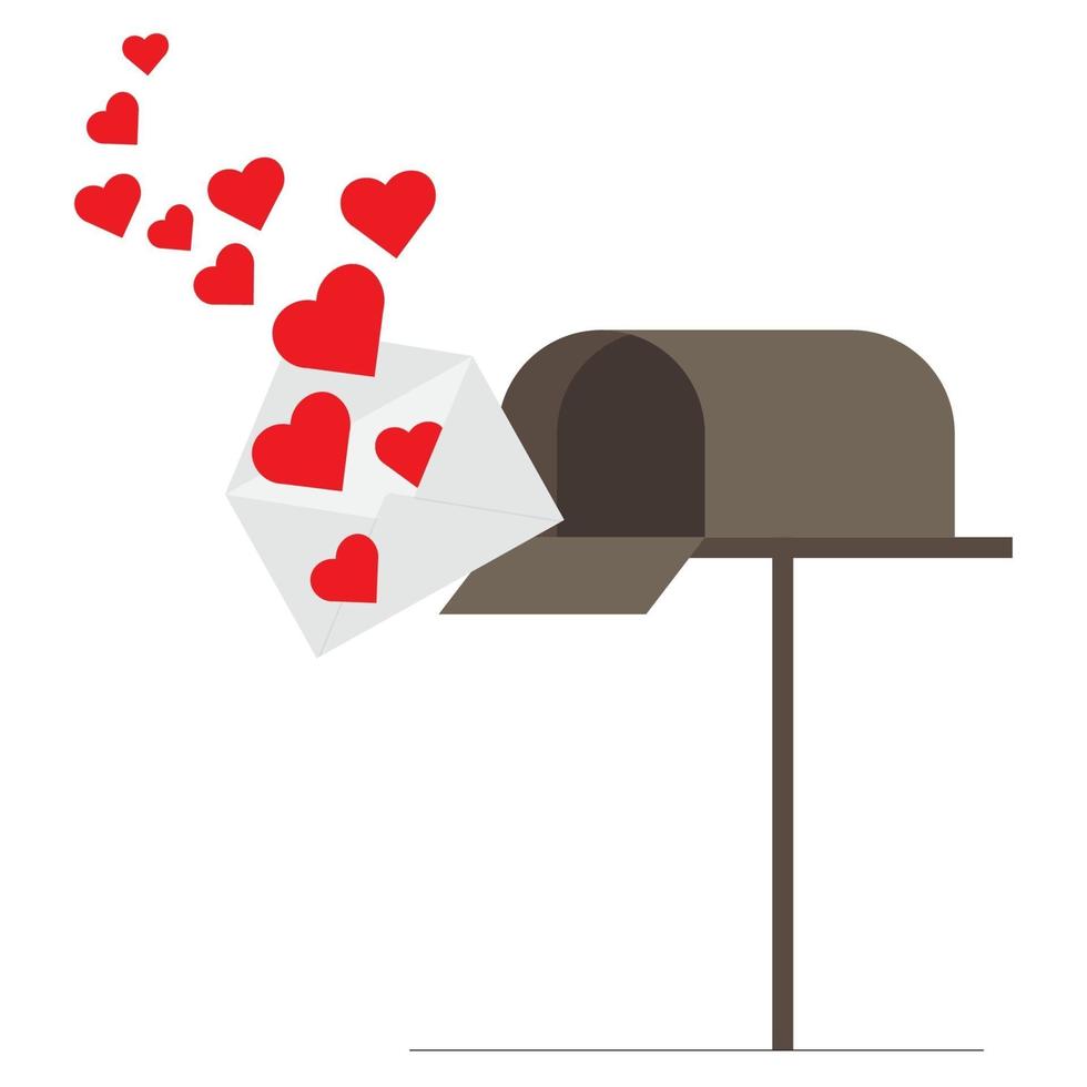kärleksbrev vid brevlådan. kärlek och alla hjärtans dag koncept vektorillustration vektor