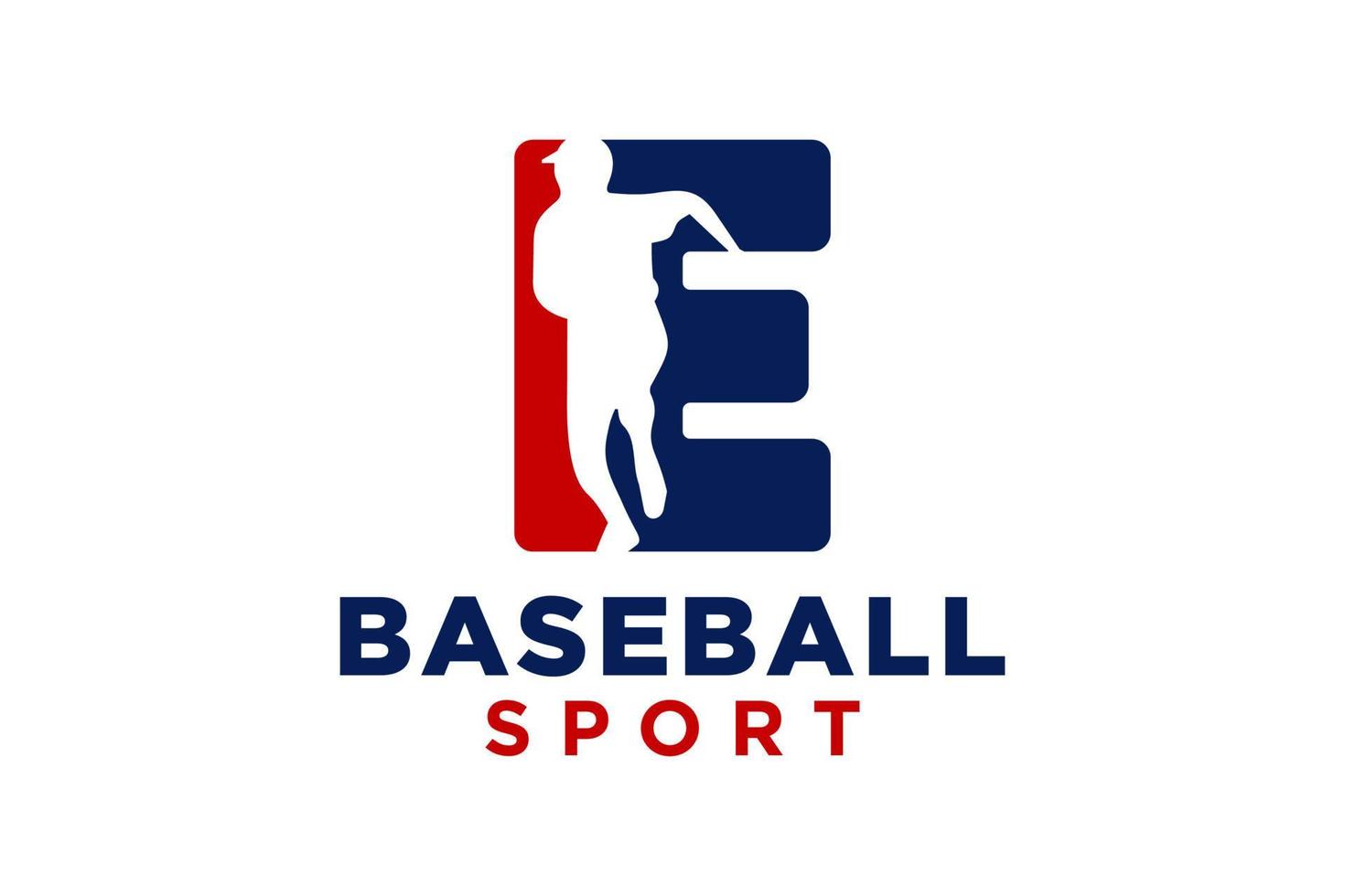 brev e baseboll logotyp ikon vektor mall.