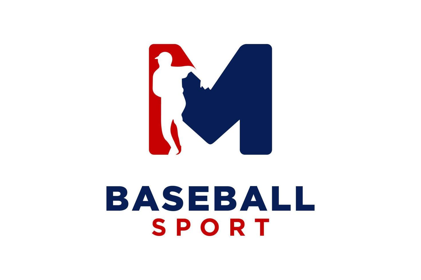 brev m baseboll logotyp ikon vektor mall.