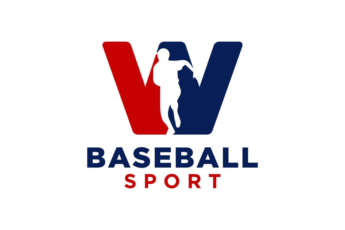 brev w baseboll logotyp ikon vektor mall.