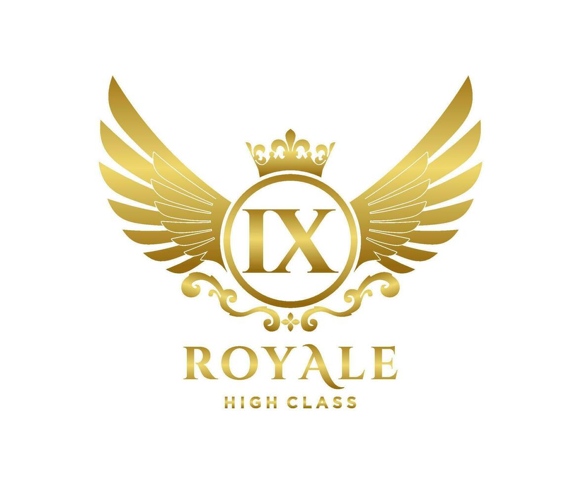 golden Brief ix Vorlage Logo Luxus Gold Brief mit Krone. Monogramm Alphabet . schön königlich Initialen Brief. vektor