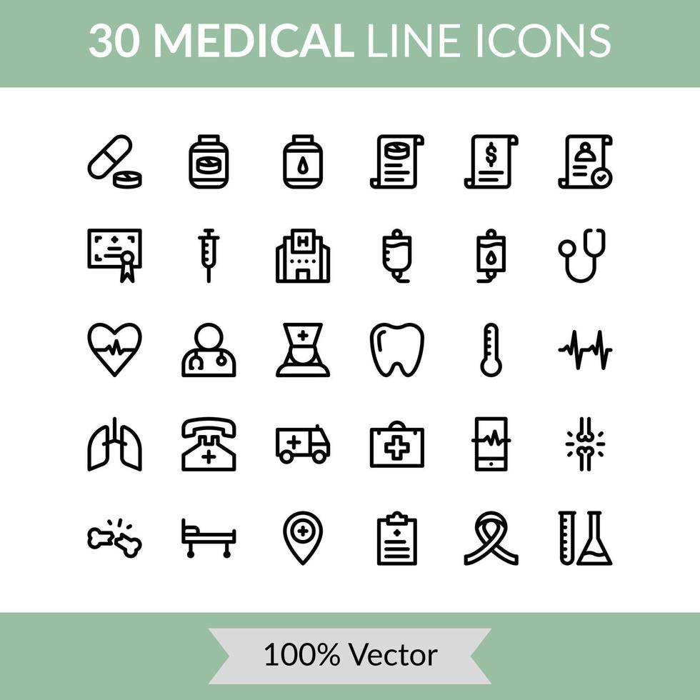 medizinisch Linie Symbole zum Gesundheitswesen Symbol vektor
