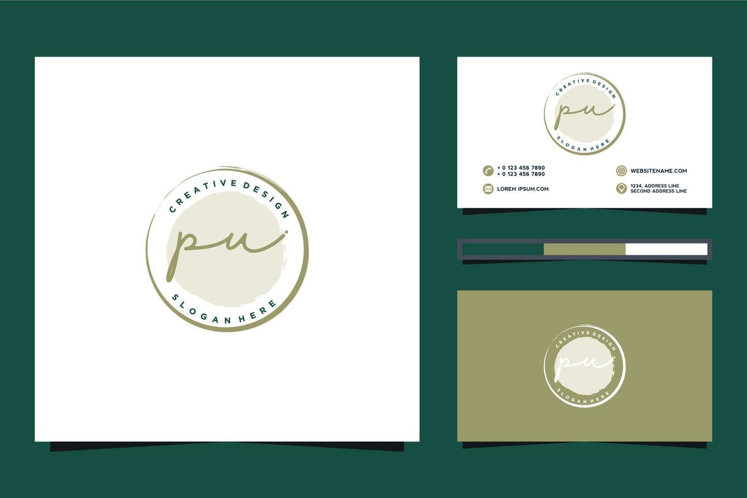 första pu feminin logotyp samlingar och företag kort mall premie vektor
