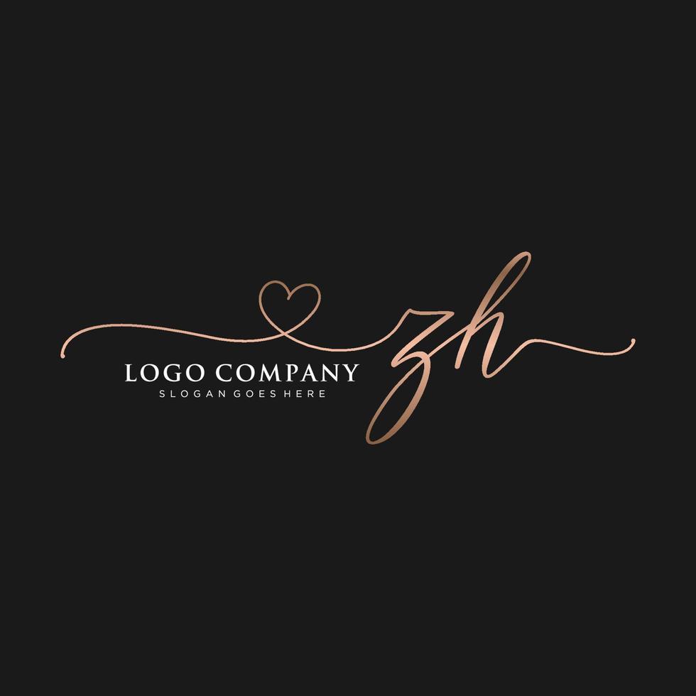 Initiale zh feminin Logo Sammlungen Vorlage. Handschrift Logo von Initiale Unterschrift, Hochzeit, Mode, Schmuck, Boutique, Blumen- und botanisch mit kreativ Vorlage zum irgendein Unternehmen oder Geschäft. vektor