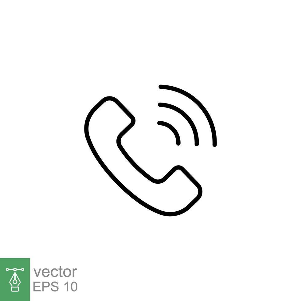 Telefon Anruf Klingeln Symbol. Telefon, eingehend, Empfänger, Kommunikation Konzept. einfach Gliederung Stil. dünn Linie Symbol. Vektor Illustration isoliert auf Weiß Hintergrund. eps 10.