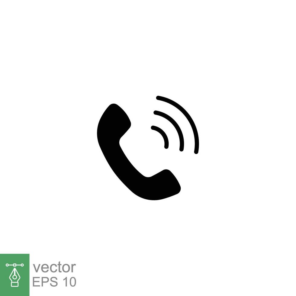 telefon ring upp ringande ikon. telefon, kontor, kommunikation begrepp. enkel fast stil. svart silhuett, glyf symbol. vektor illustration isolerat på vit bakgrund. eps 10.