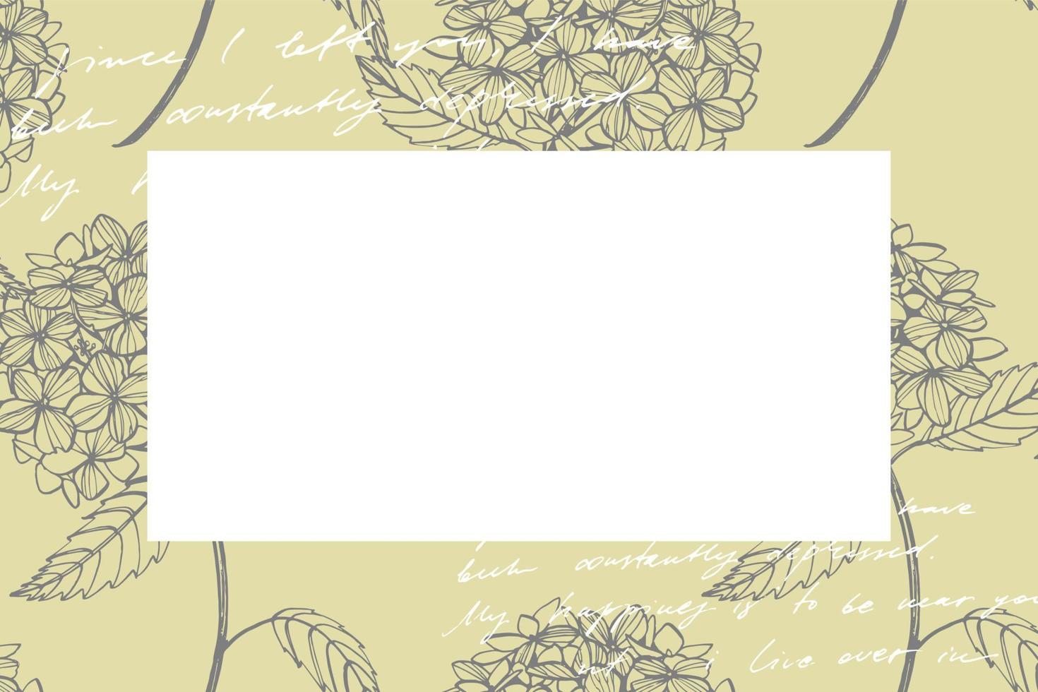 Hortensie Grafik Illustration im Jahrgang Stil. Blumen Zeichnung und skizzieren mit Strichzeichnungen auf Weiß Hintergründe. botanisch Pflanze Illustration. handgeschrieben abstrakt Text vektor