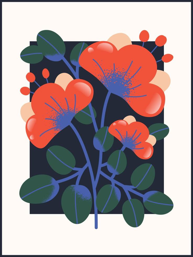 vår abstrakt blomma bakgrund vektor. samtida konst design med blommig, löv, växt i grunge textur. botanisk natur illustrerade perfekt för vägg konst, affisch, tapet, omslag, baner. vektor