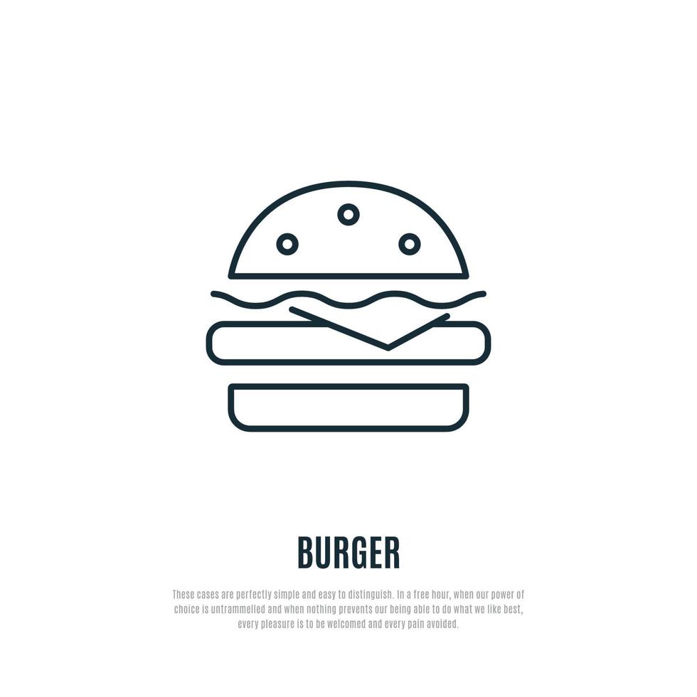 Burger Line Icon. Fast-Food-Symbol. Liner-Stil. vektor