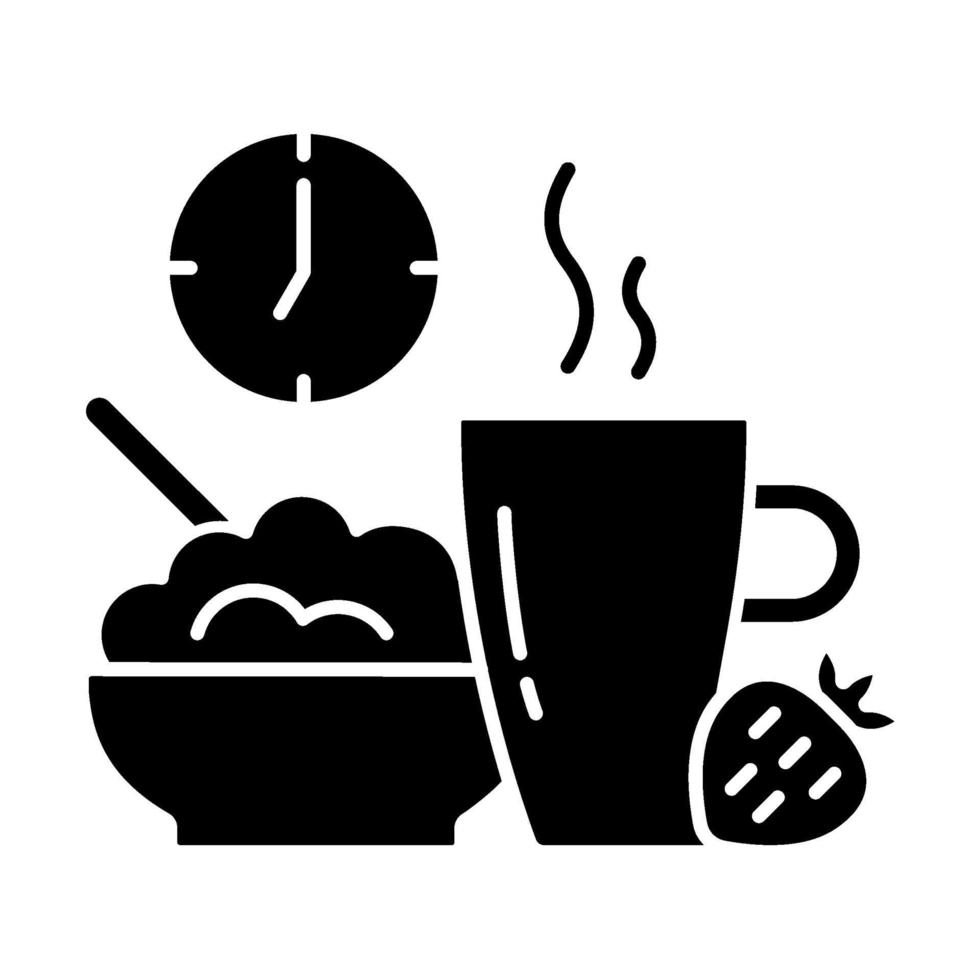 hälsosam frukost svart glyph ikon vektor