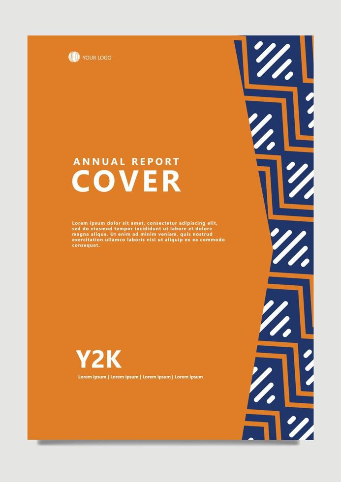 jährlich Orange farbig Vektor Startseite mit Blau Muster Dekoration. geeignet zum jährlich Bericht, Geschäft planen, Unternehmen Profil, Katalog, Vorlage, und Zertifikat.