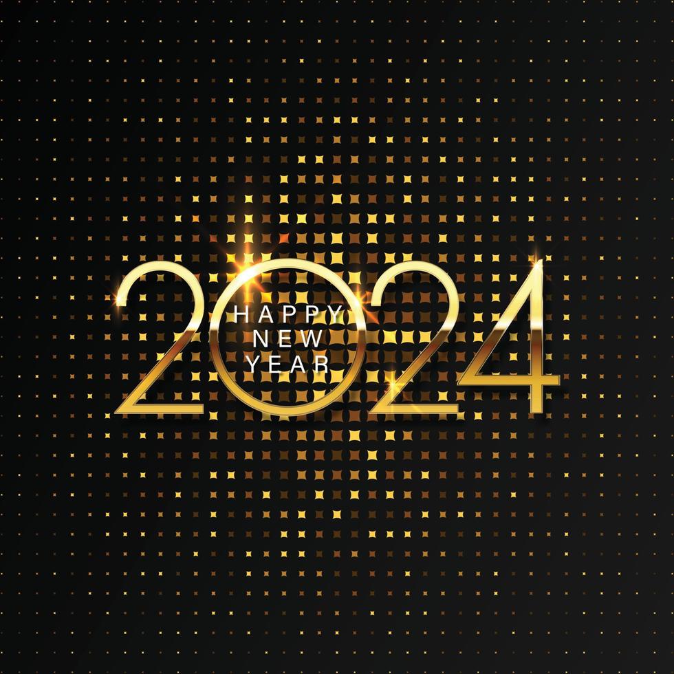 2024 glücklich Neu Jahr und fröhlich Weihnachten abstrakt glänzend Farbe Gold Kreis Design Element vektor