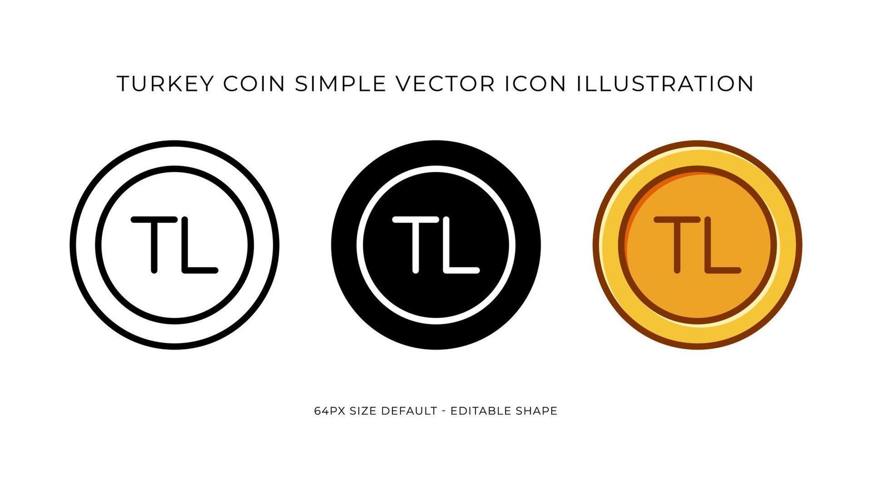 Truthahn Lira Münze einfach Vektor Symbol Illustration