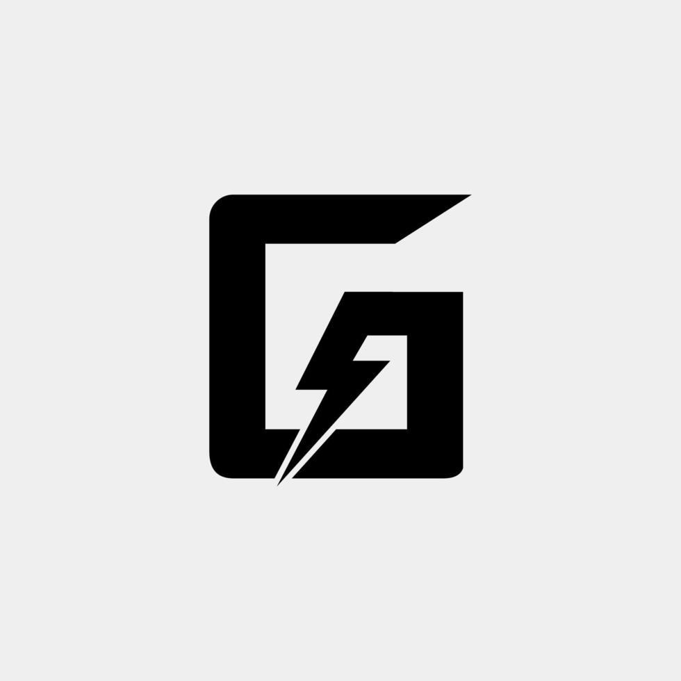 g brev logotyp med blixt- åska bult vektor design. elektrisk bult brev g logotyp vektor illustration.
