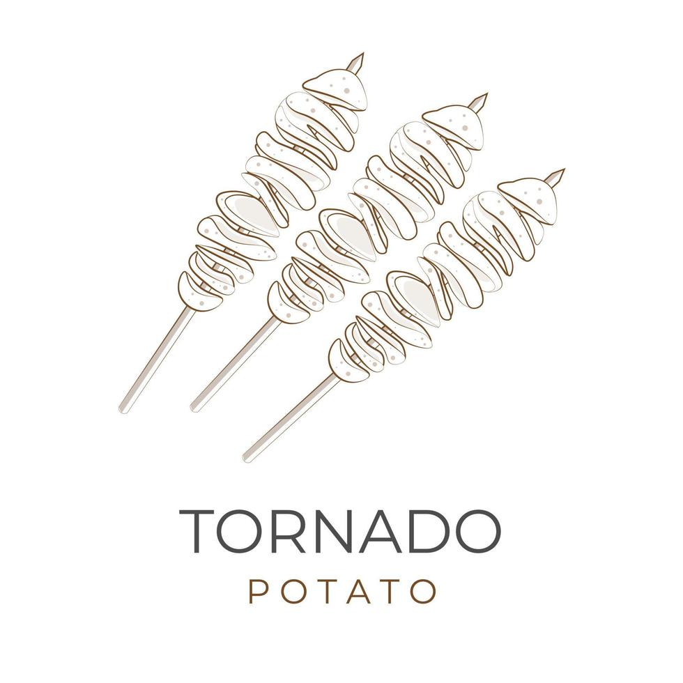 logotyp illustration linje konst tecknad serie hweori gamja spiral potatis eller tornado potatis vektor