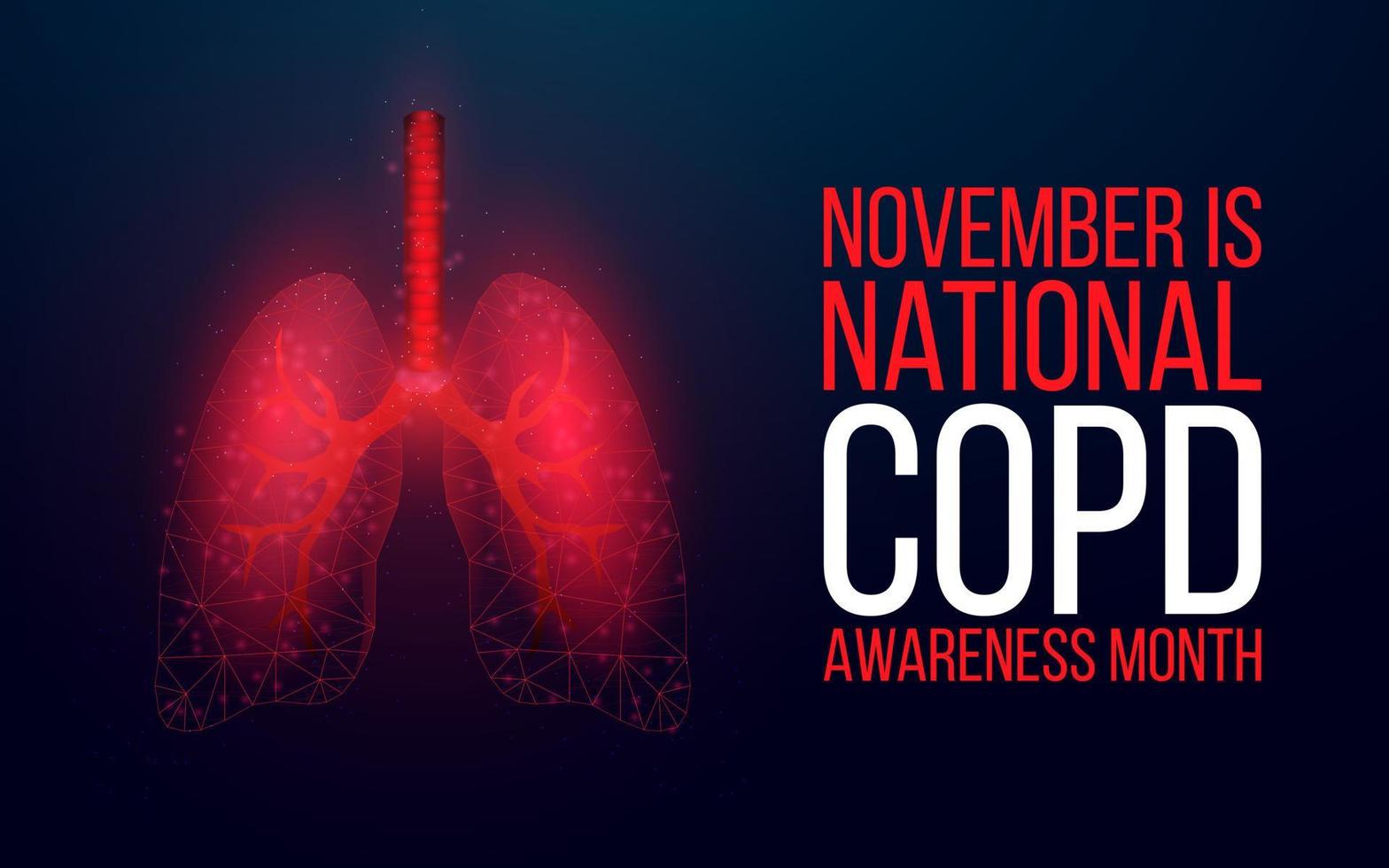 COPD-Bewusstseinsmonatskonzept für chronisch obstruktive Lungenerkrankungen. Banner mit orangefarbenem Bandbewusstsein und Text. Vektor-Illustration. vektor