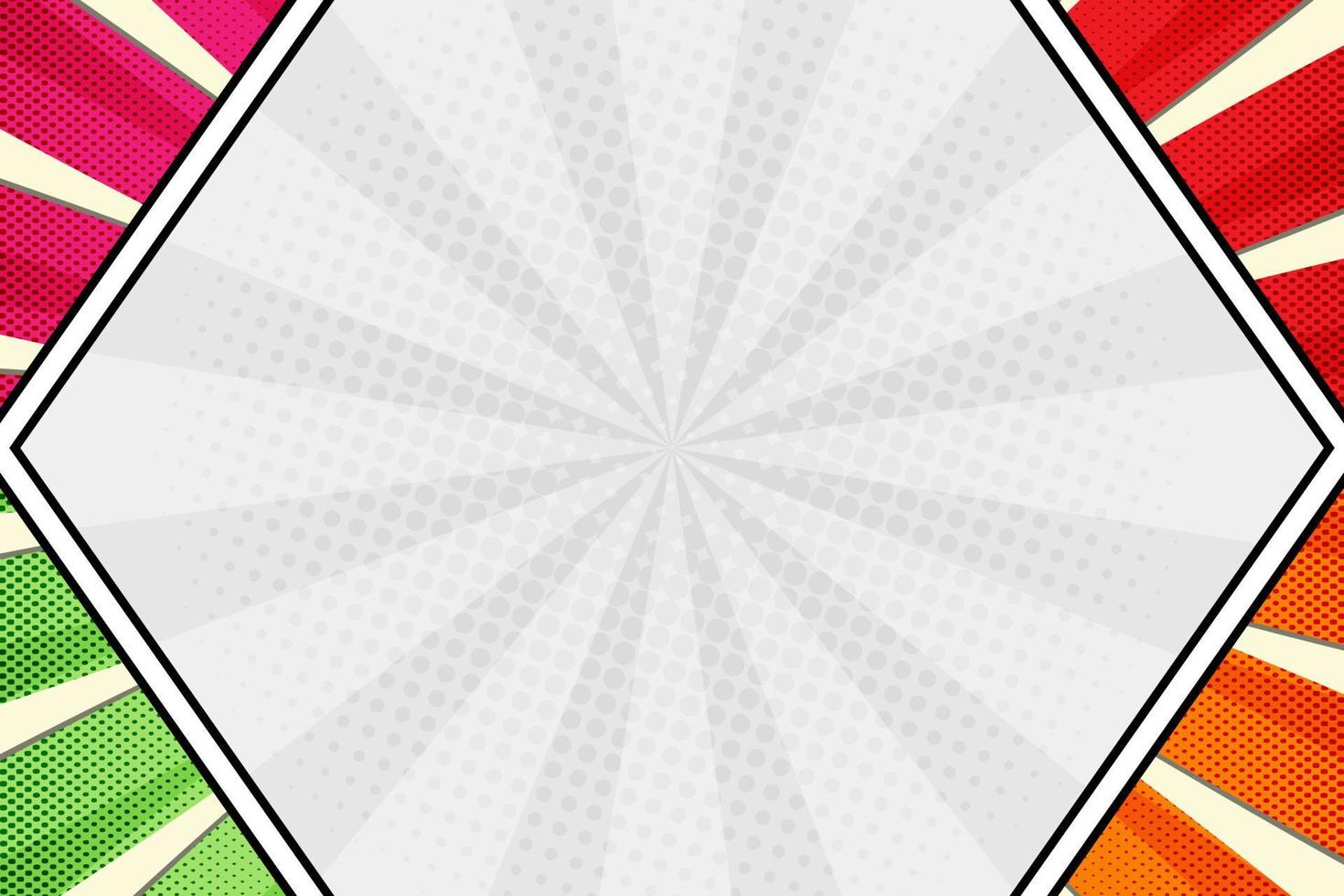 färgrik komisk stil ram bakgrund med vit tömma Plats vektor illustration