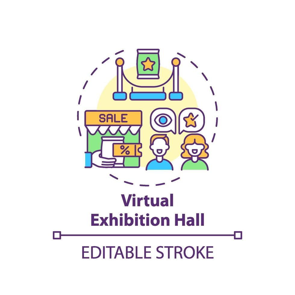 virtuell utställning hall koncept ikon vektor