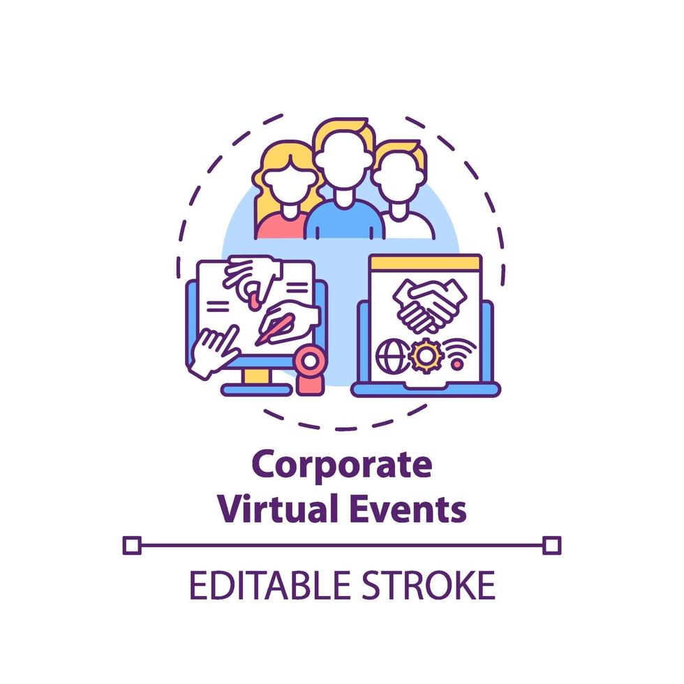 Konzeptsymbol für virtuelle Unternehmensereignisse vektor