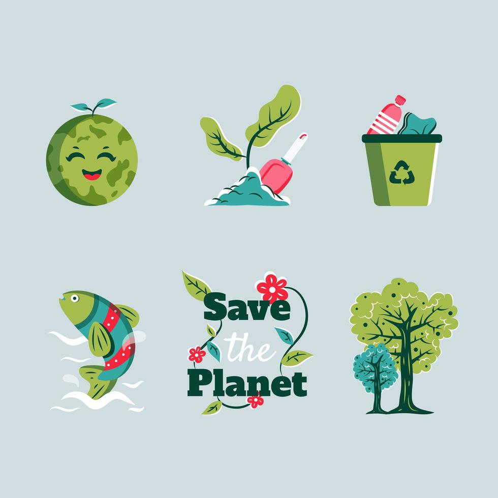 rädda planeten spara jorden-ikonen vektor