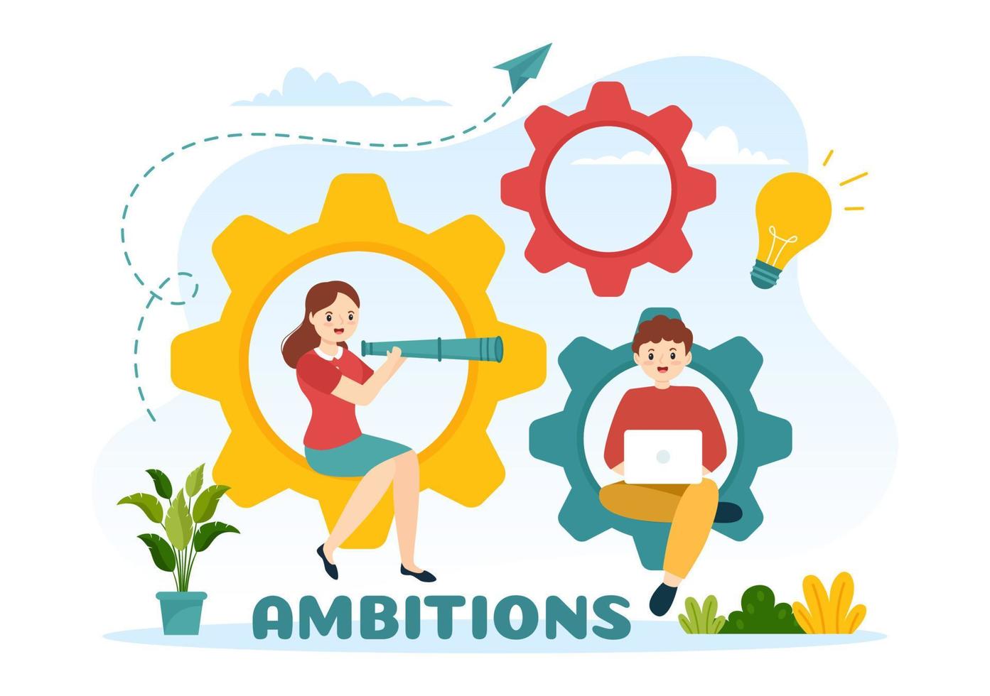 ambition illustration med entreprenör klättrande de stege till Framgång och karriär utveckling i platt tecknad serie företag planen hand teckning mall vektor