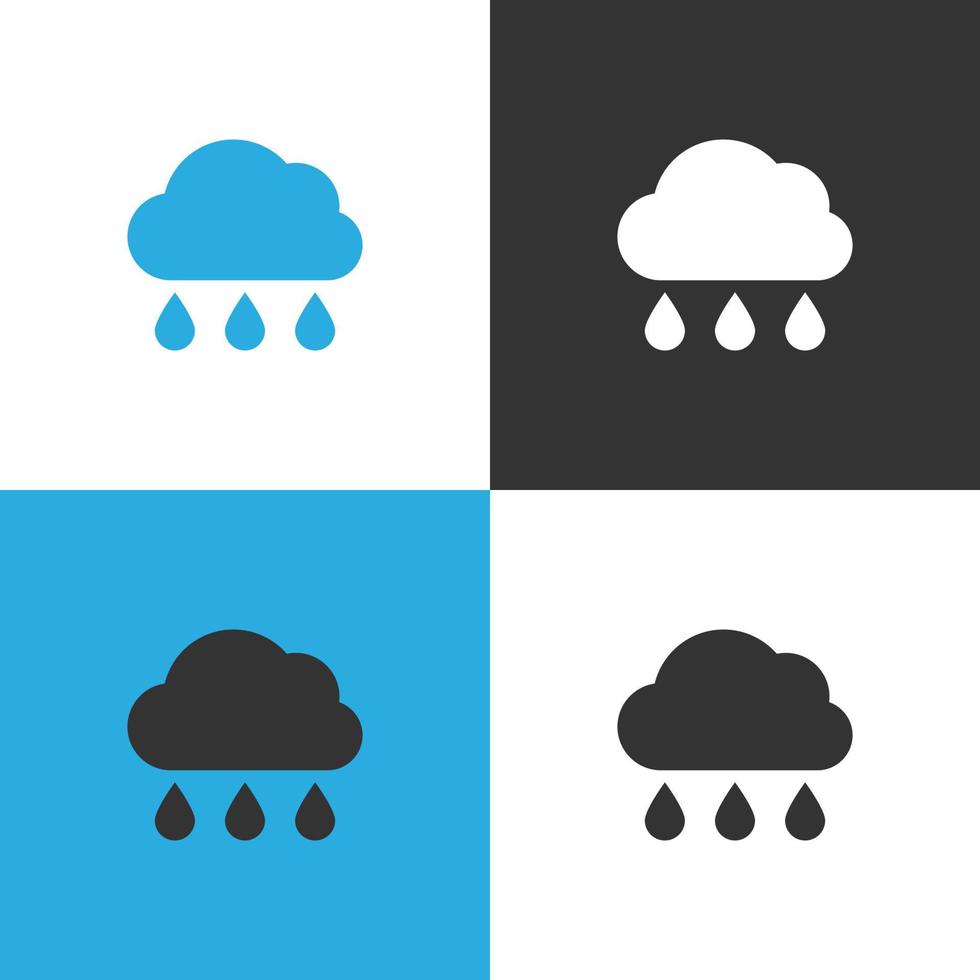 Wolke Regen Symbol. einstellen von vier Wolke Regen Symbol auf anders Hintergründe. Vektor Illustration.