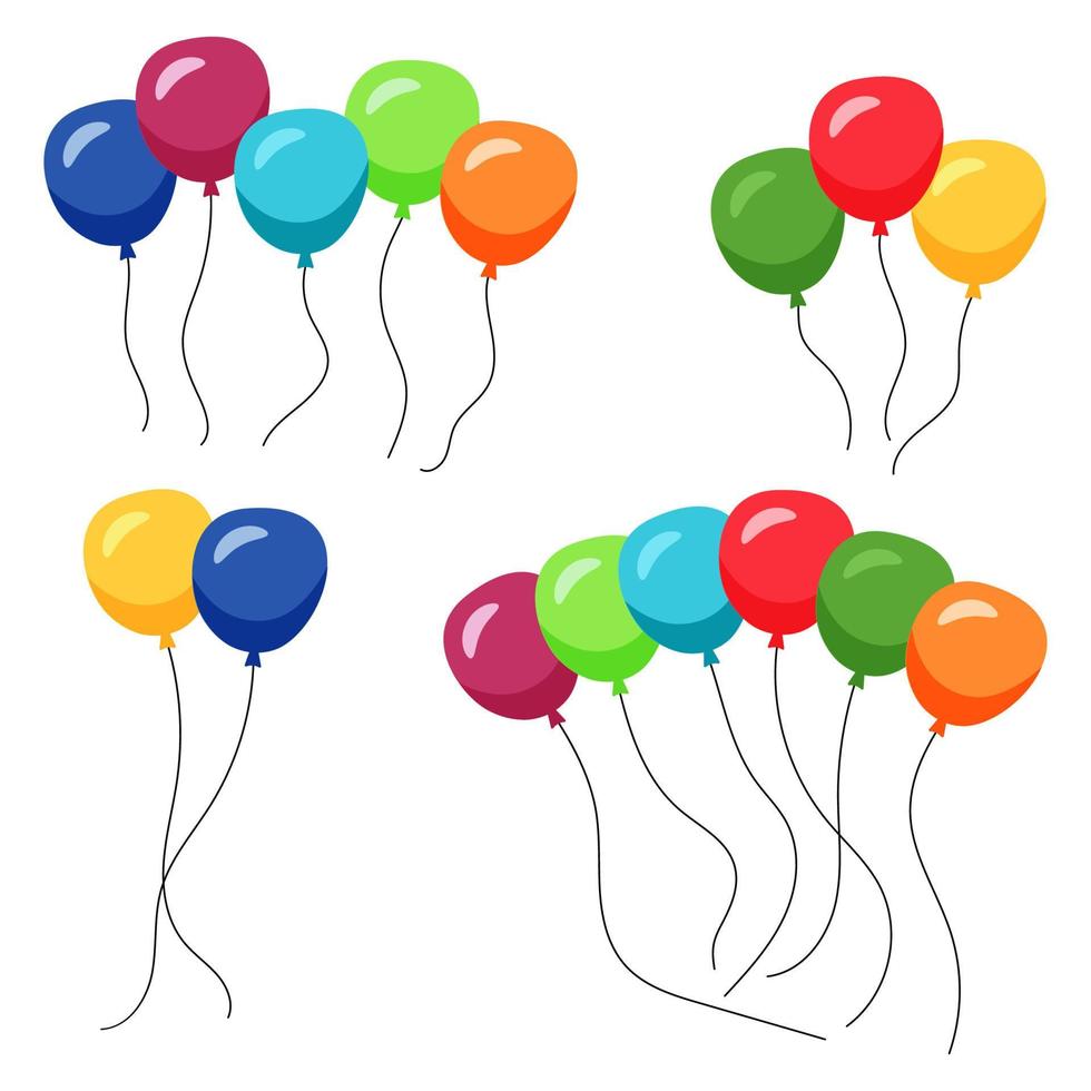 klasar av flera Färg helium ballonger. vektor illustration.