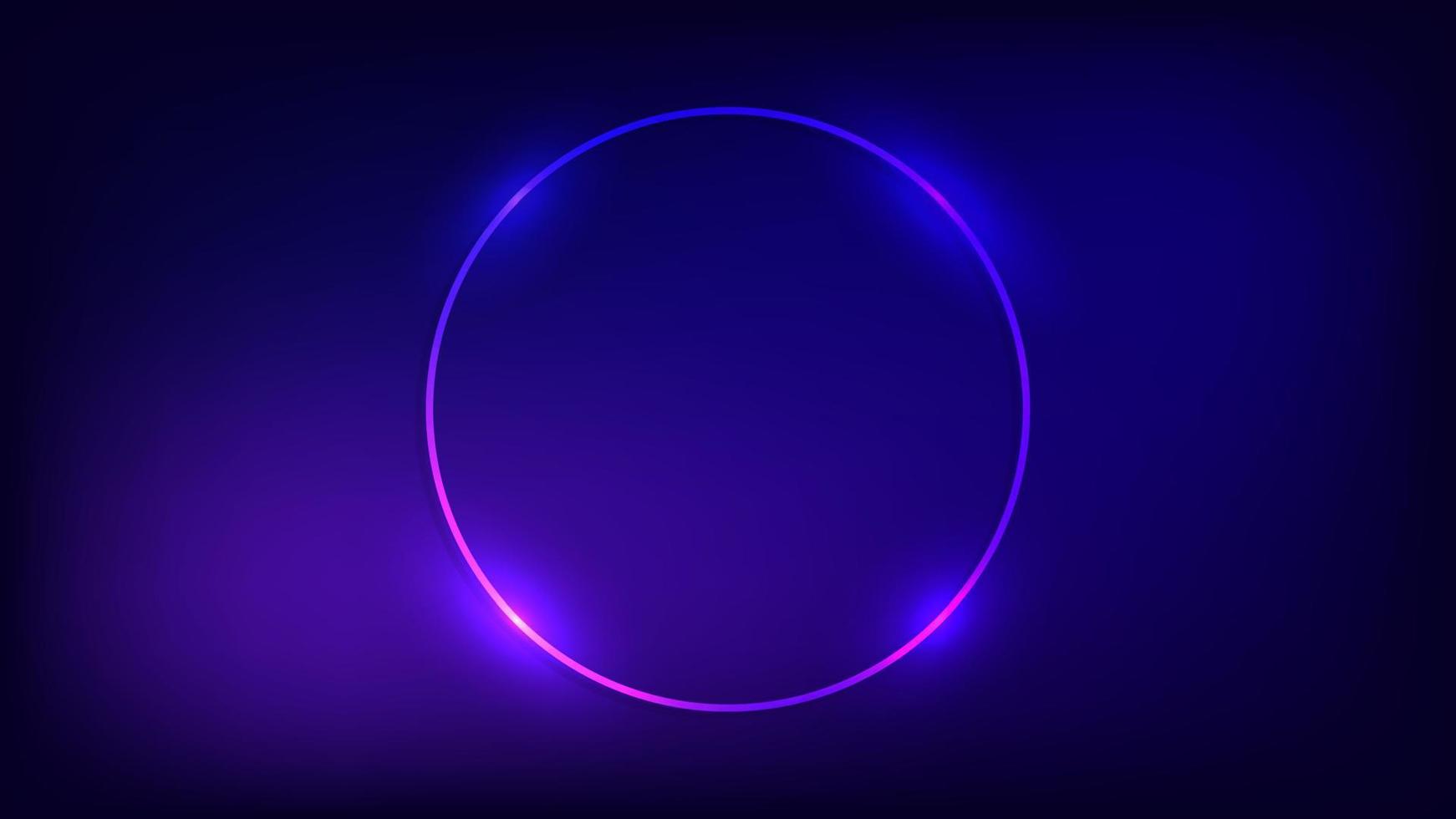 neon cirkel ram med lysande effekter på mörk bakgrund. tömma lysande techno bakgrund. vektor illustration.