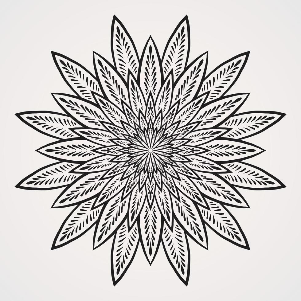 enkel mandala med en blomma form med ornament vektor