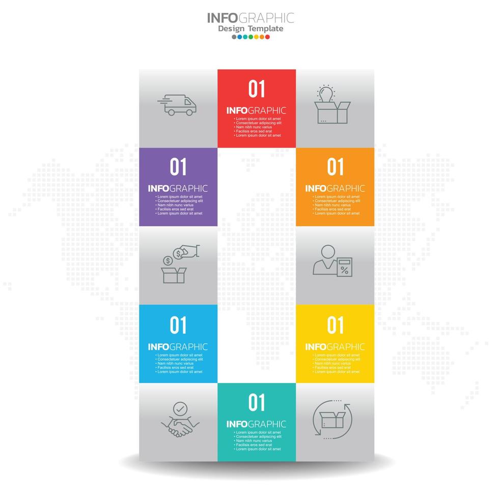 infographic med 6 steg, alternativ, delar, steg eller processer. vektor