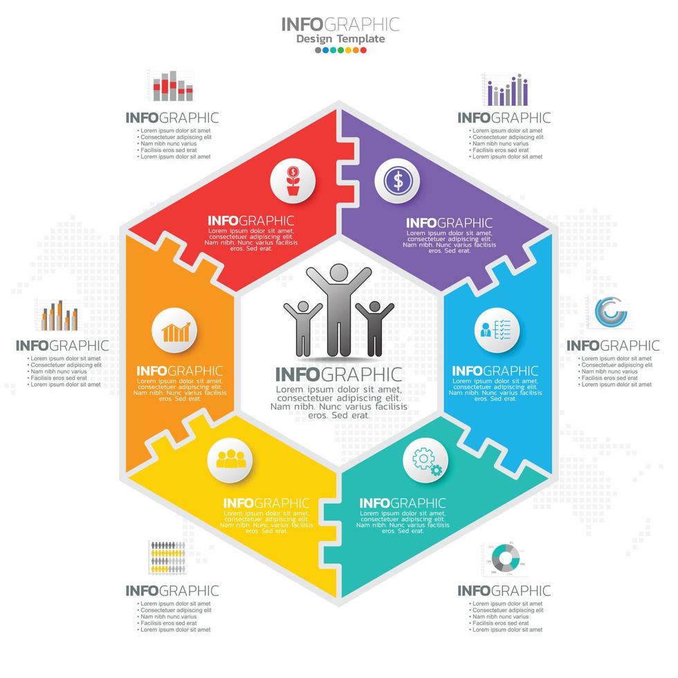 Infografik mit 6 Schritte, Optionen, Teile, Schritte oder Prozesse. vektor