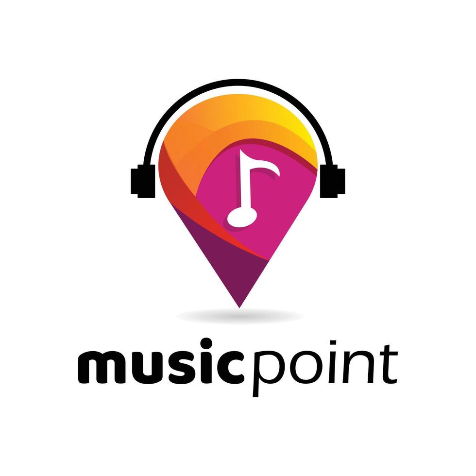 mobilemusik Stift Punkt Ort Gradient Logo Vektor Illustration.