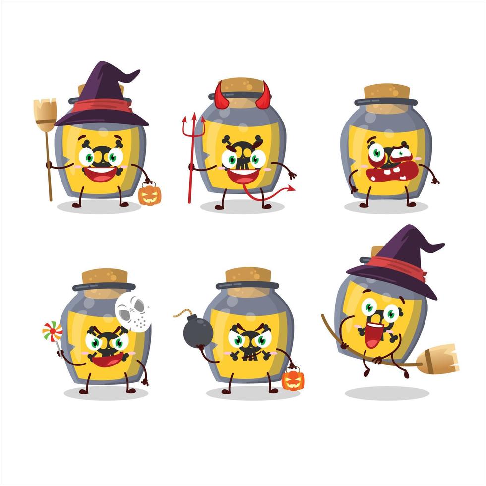 Halloween Ausdruck Emoticons mit Karikatur Charakter von gefährlich Trank vektor