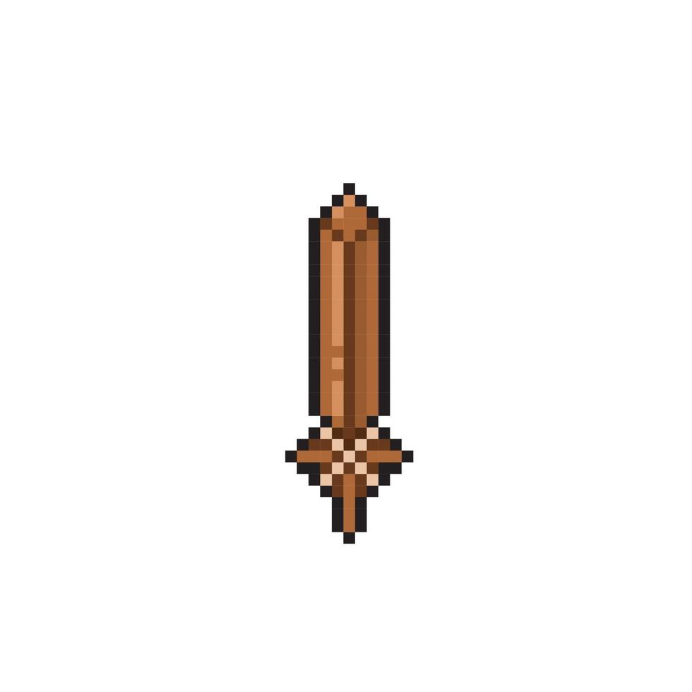 trä- svärd i pixel konst stil vektor