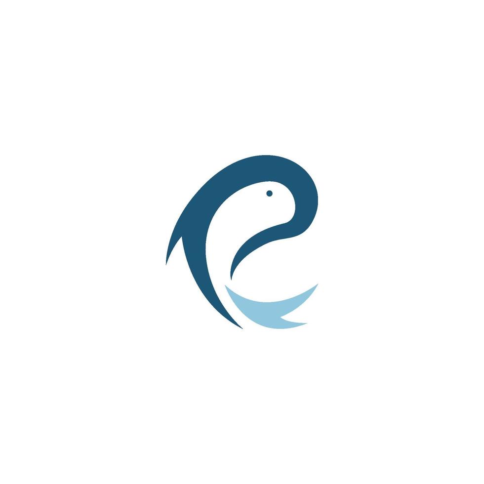 p logotyp och fisksymboler vektor