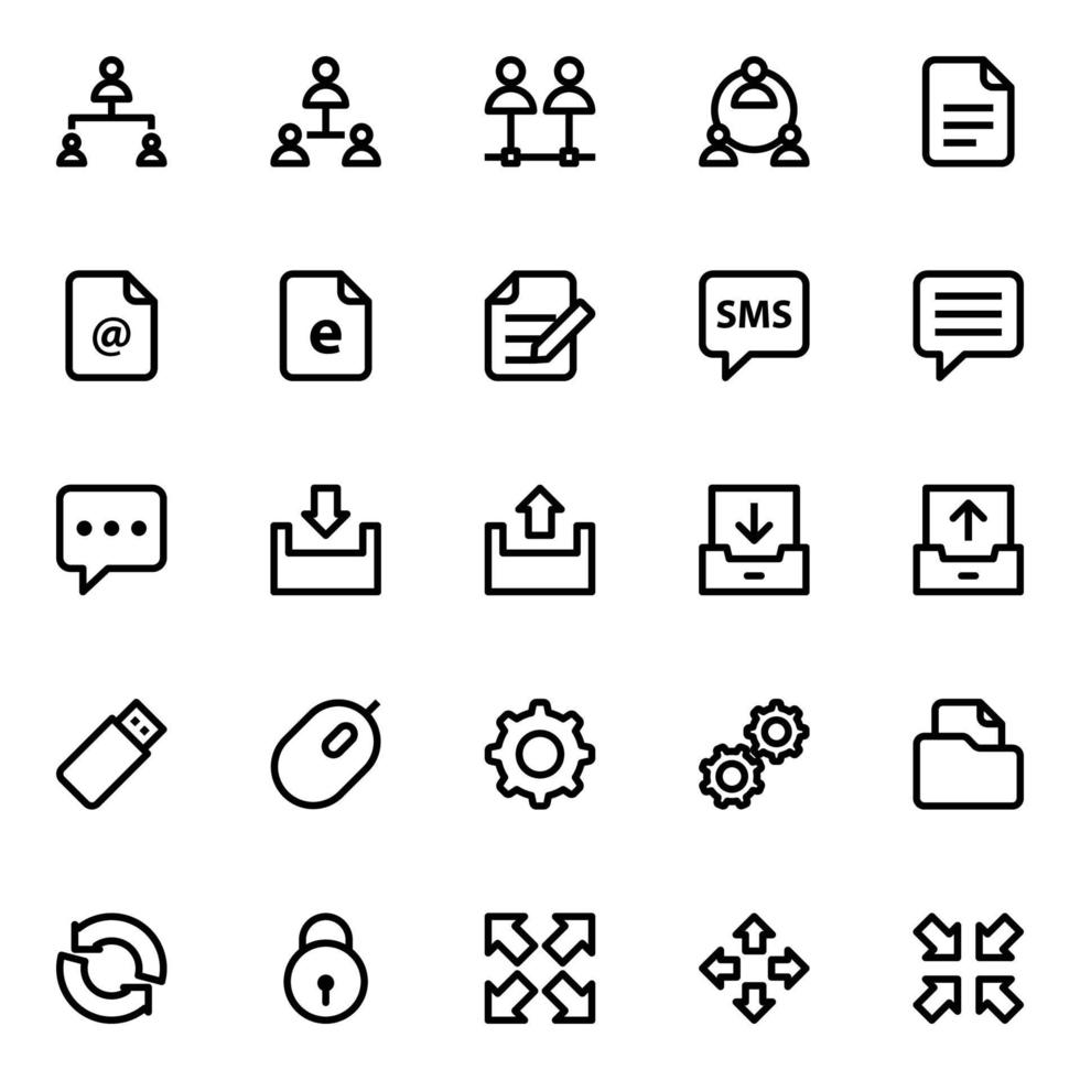 översikt ikoner för nätverk och kommunikation. vektor
