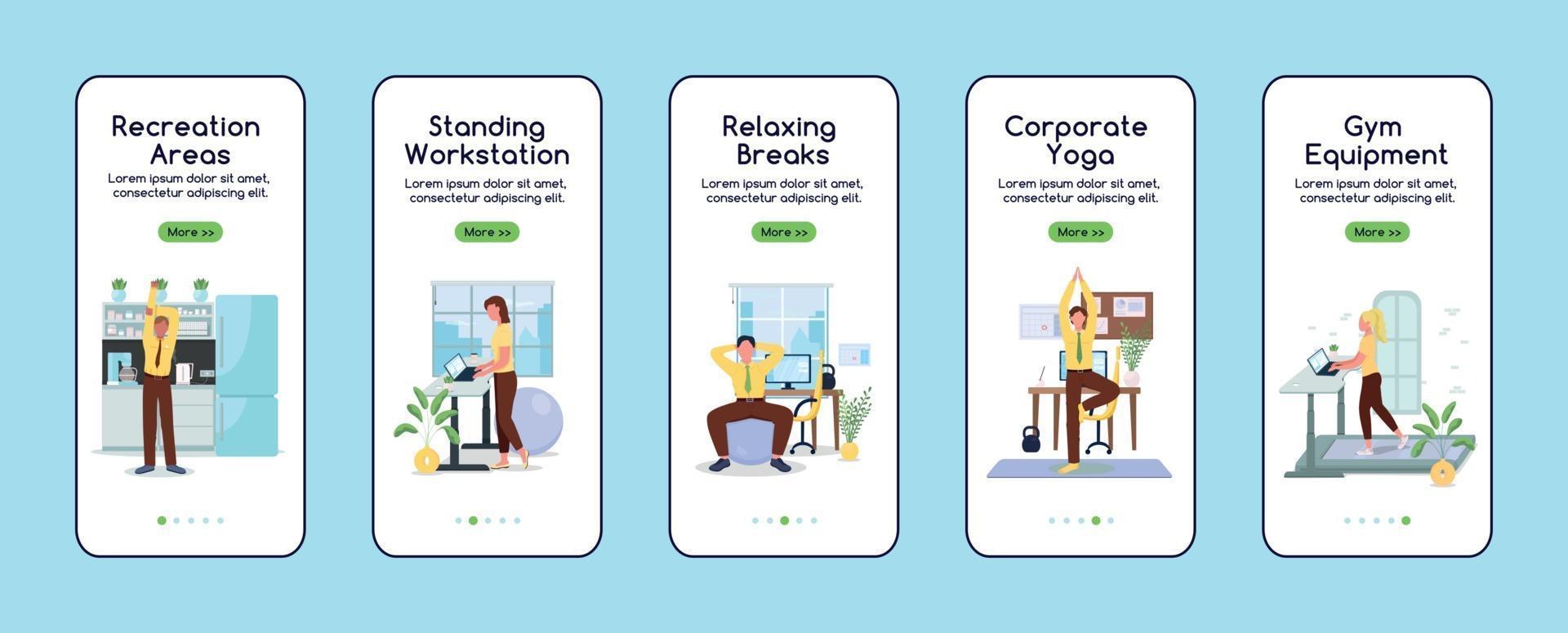 office gym ombord mobilapp skärm platt vektor mall