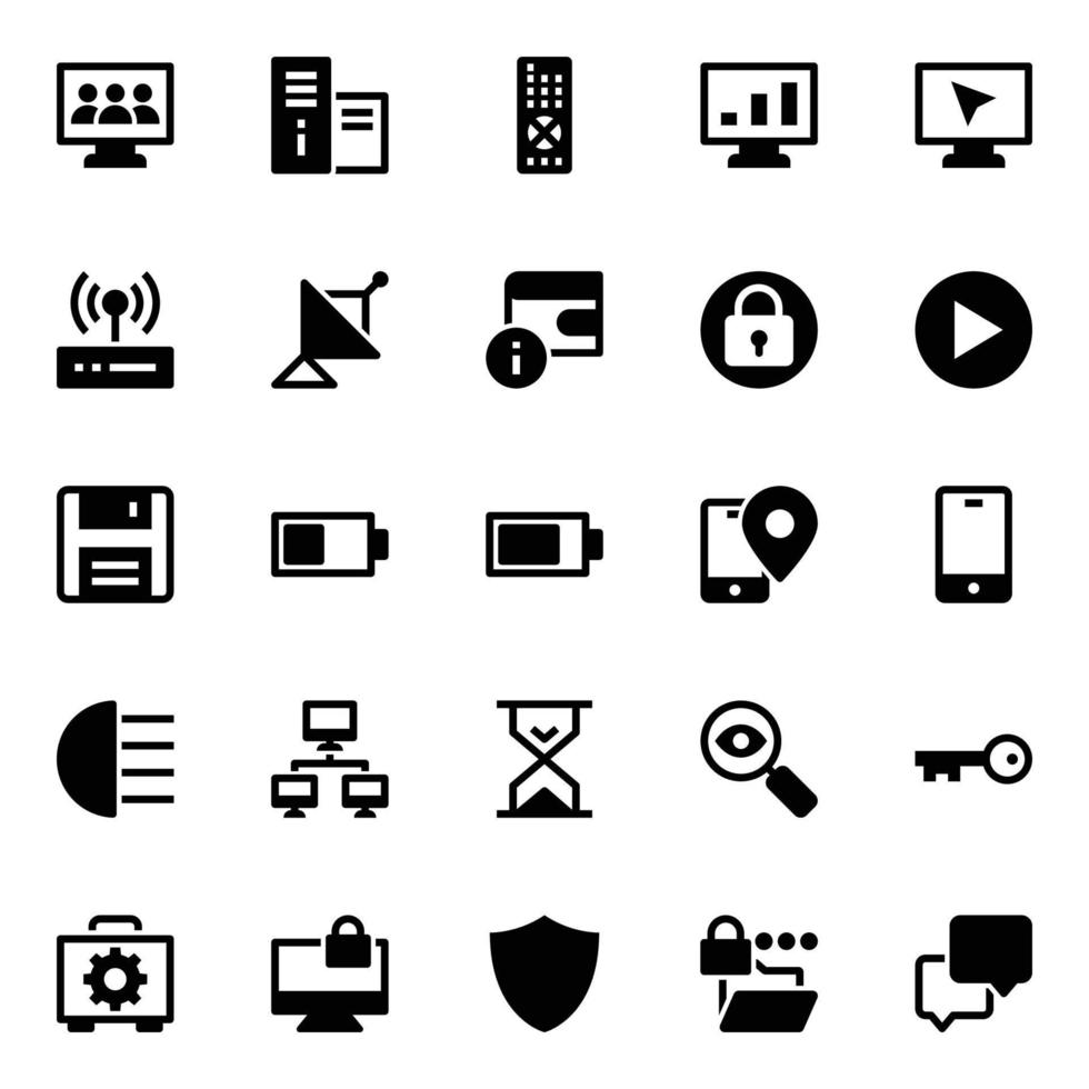 glyf ikoner för nätverk teknologi. vektor