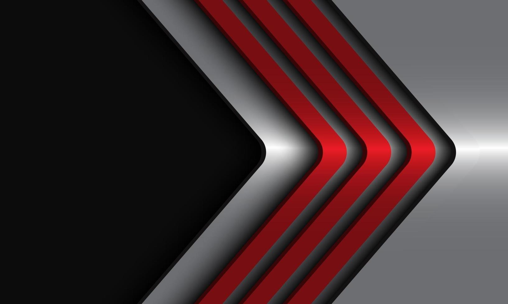 abstrakt röd metallisk pilariktning på silver med svart tomt design modern lyx futuristisk bakgrundsvektorillustration. vektor