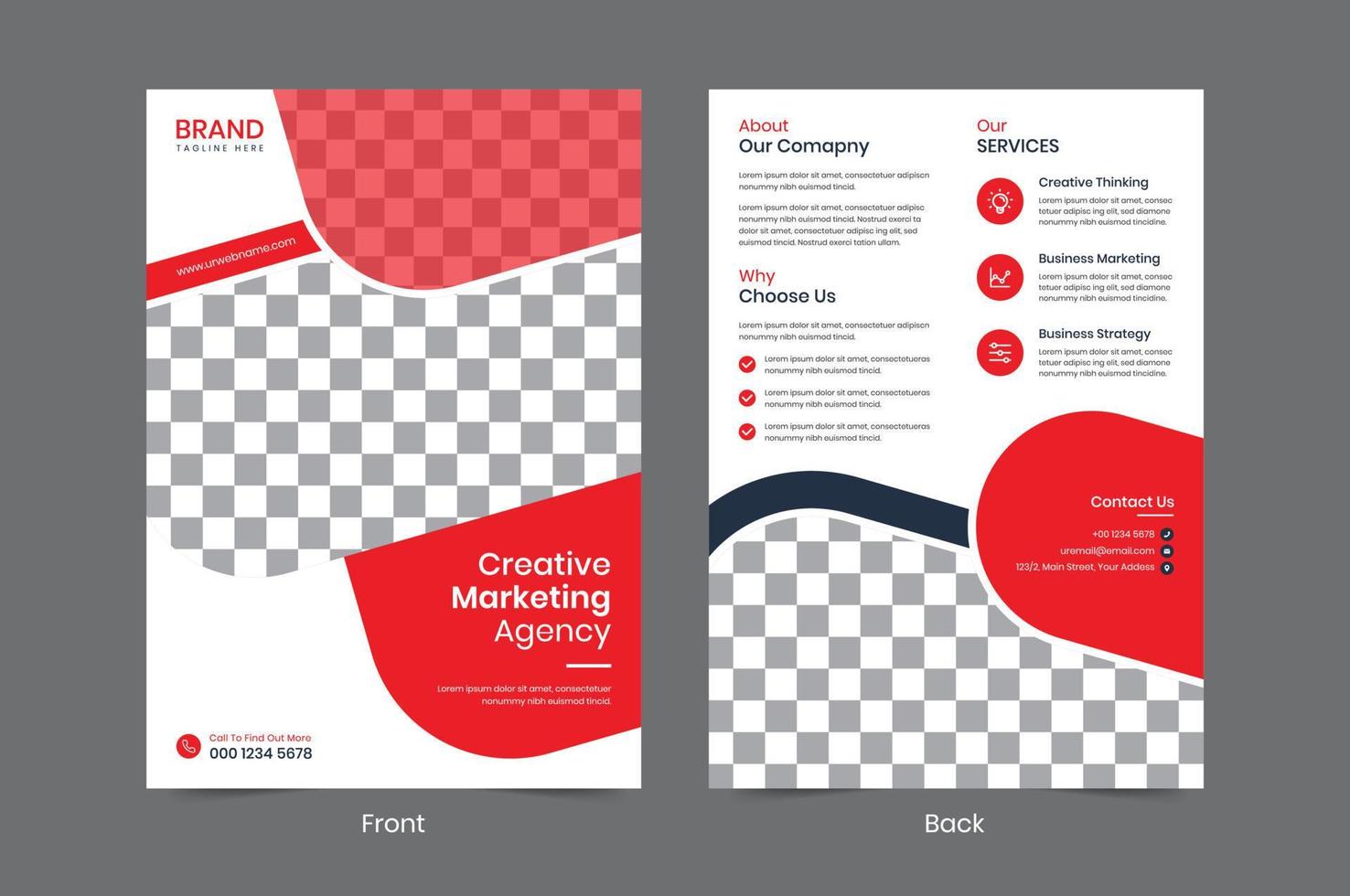 kreativ modern företag tvåsidig flygblad, häfte, broschyr omslag vektor design mall.