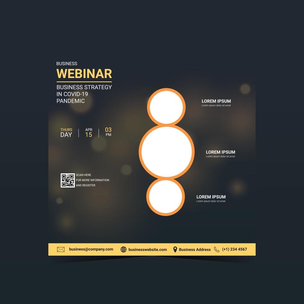 webinar sociala medier postmall. banner marknadsföring. affärsstrategi i covid-19 pandemi vektor