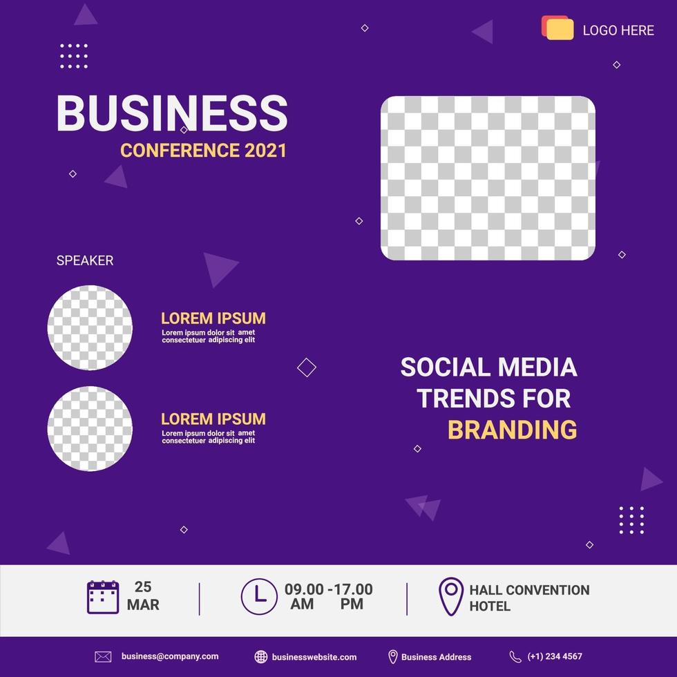 sociala medier postmall. banner marknadsföring. affärskonferens sociala medier trend för branding vektor