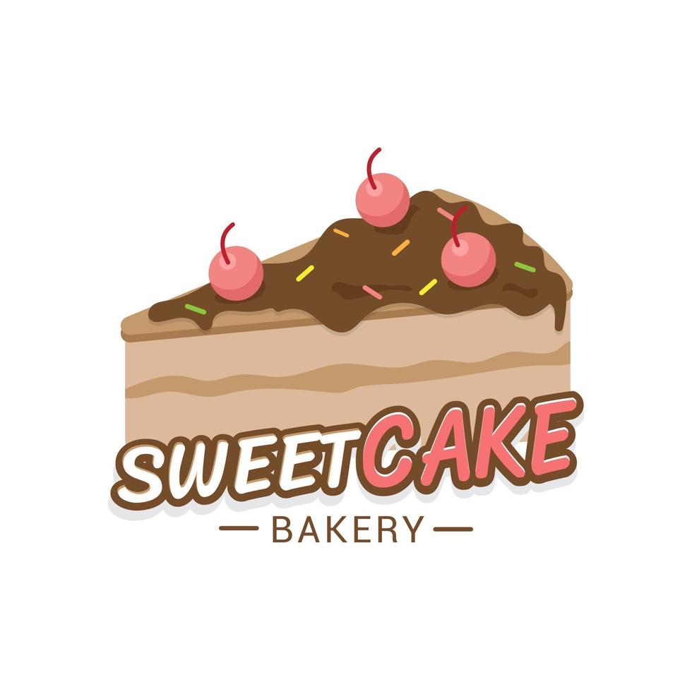 bageri färgglada platta emblem. söt tårta logotyp, tårta butik logotyp vektor