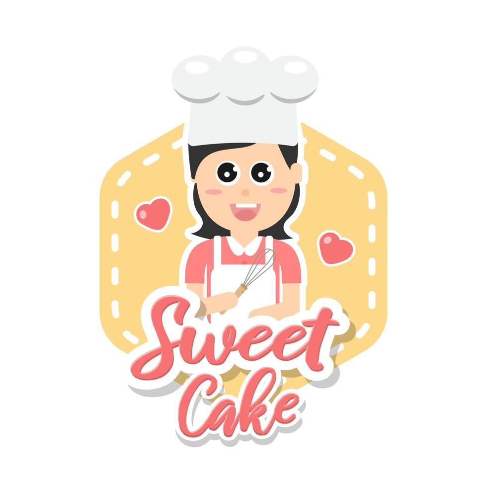 bageri färgglada platta emblem. söt tårta logotyp, tårta butik logotyp vektor