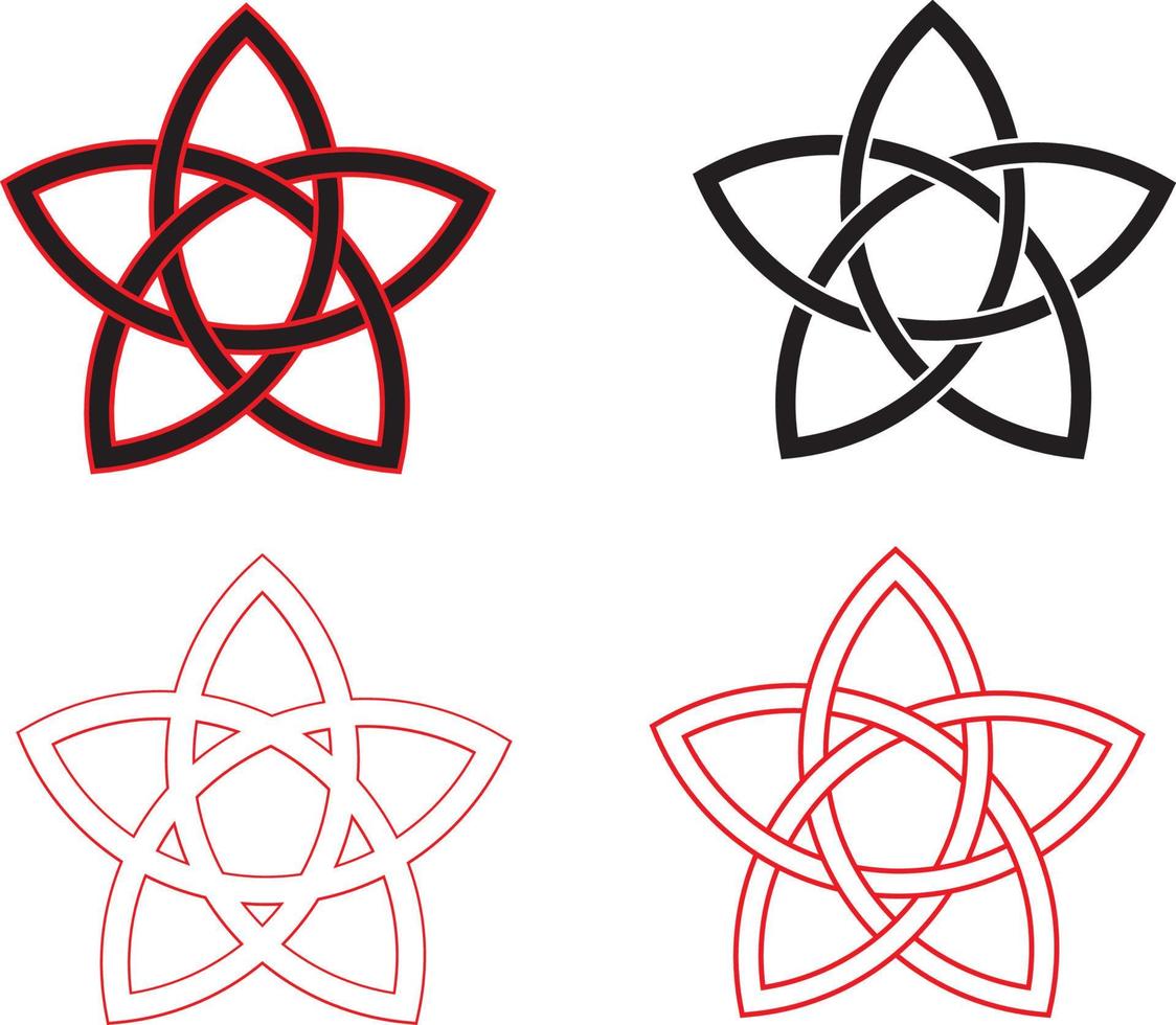 celtic stjärna linje konst olika sammansättning färg vektor