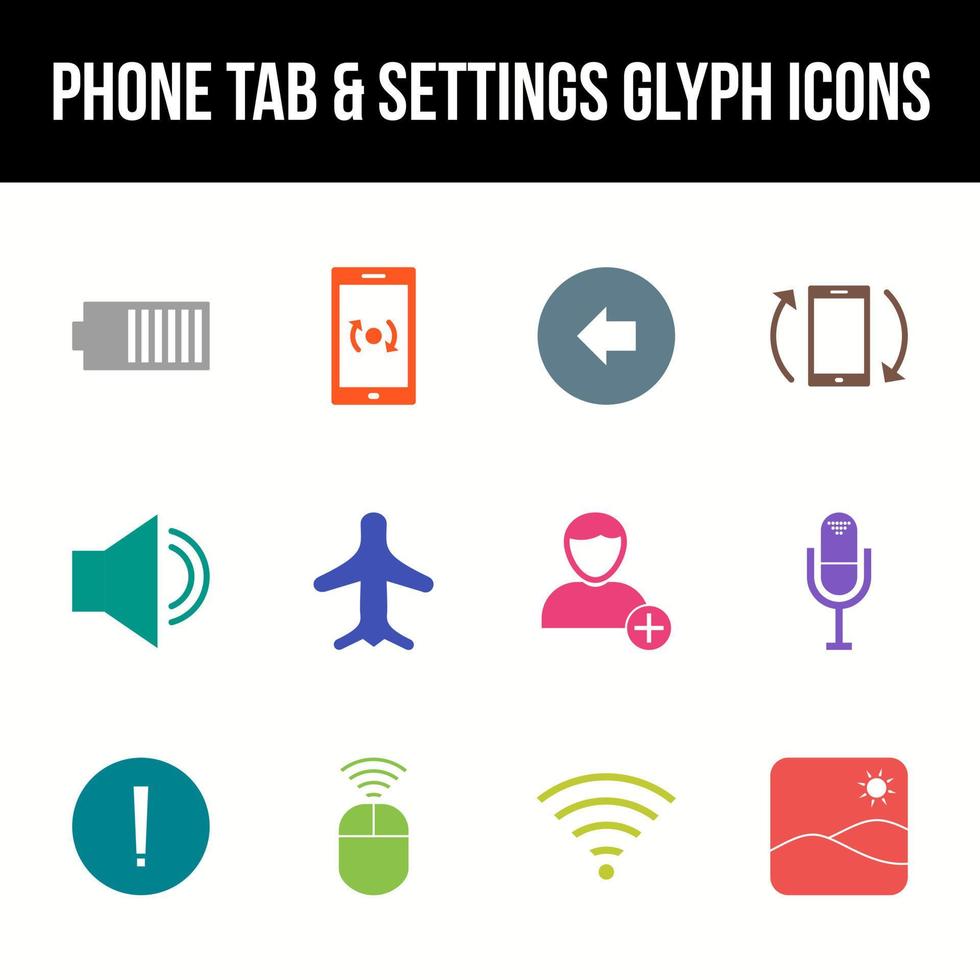 einzigartig Telefon Tab und die Einstellungen Vektor Glyphe Symbol einstellen