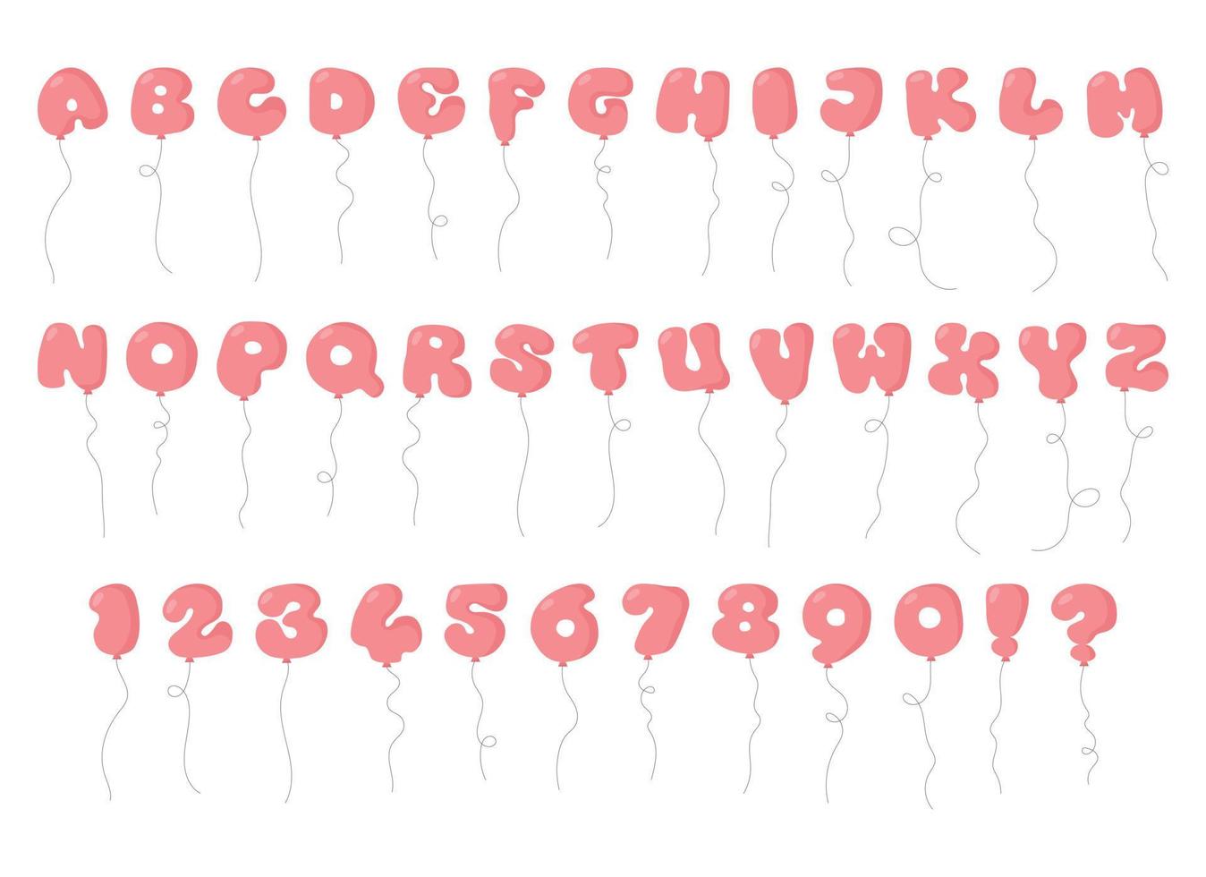 Ballon Alphabet im Karikatur Stil. farbig Ballon Briefe und Zahlen. Ballon Schriftart vektor