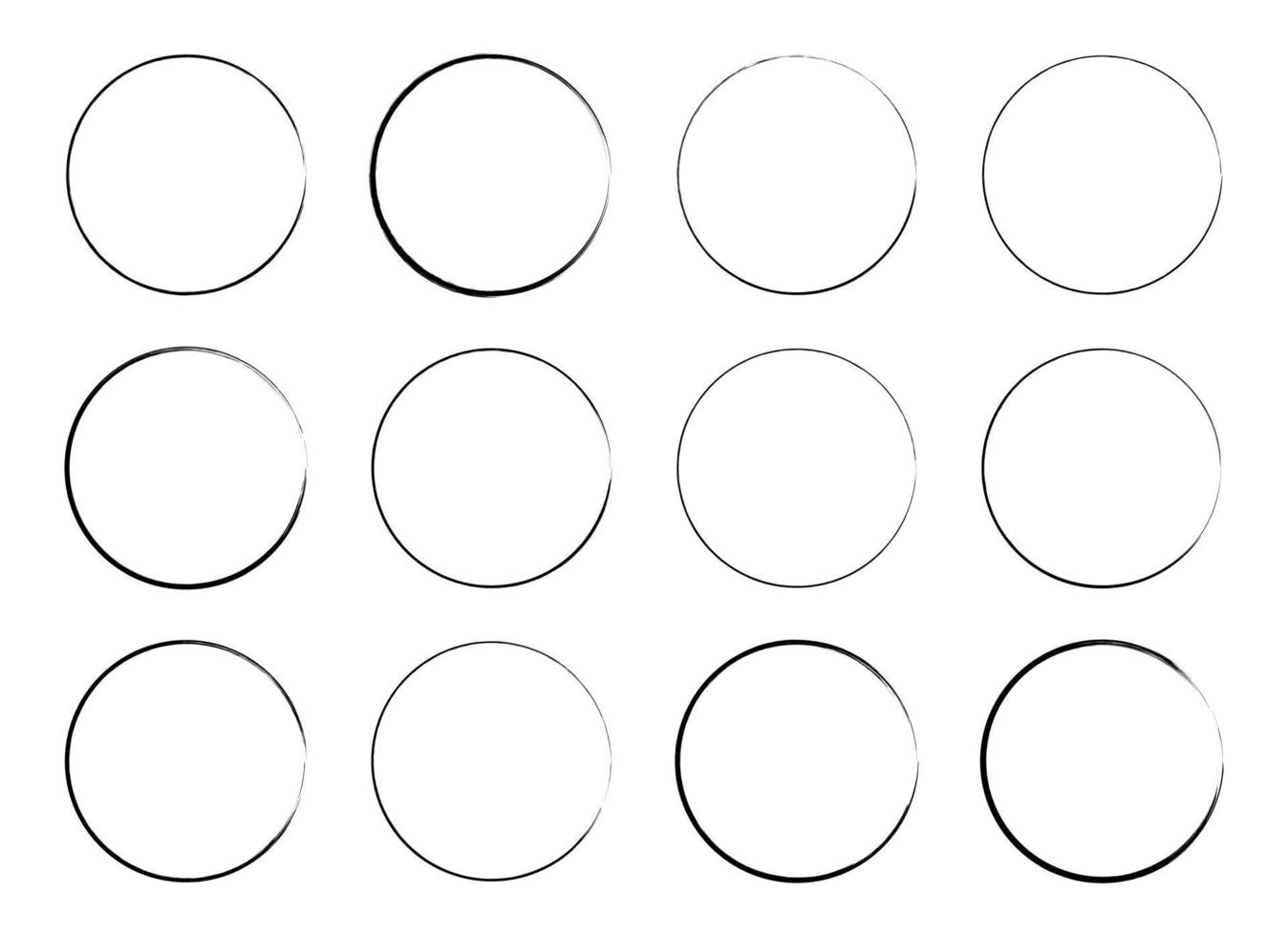 svart grunge cirkel borsta. bläck ram uppsättning vektor illustration