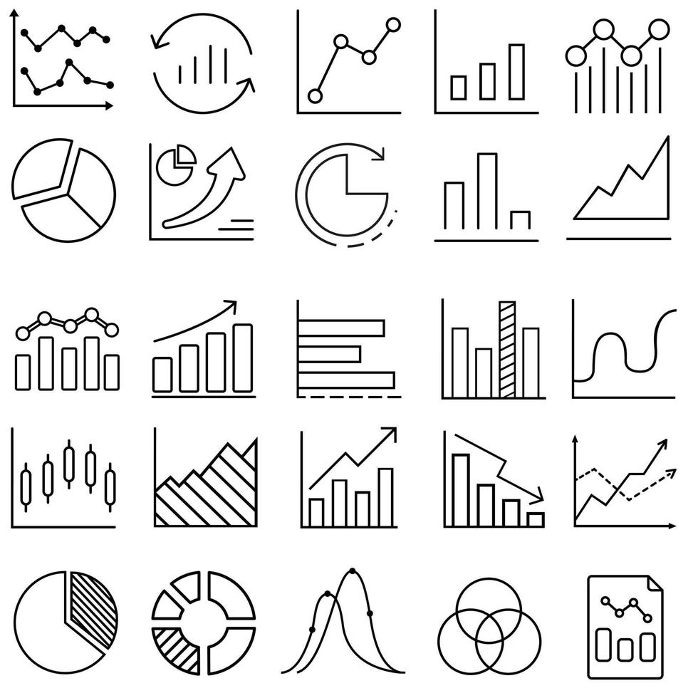 Diagramm Symbol Vektor Satz. Zeitplan Illustration Zeichen Sammlung. Diagramm Symbol oder Logo.